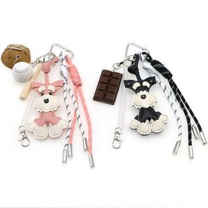 DIY Luxury Cartoon Schnauzer PU Leather Car Keychain for Women's Handbag High Quality Dog <b>Bag</b> <b>Charms</b> - Product Image 2