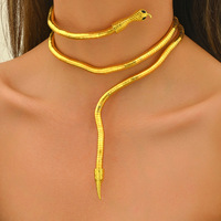 Collier ras du cou serpent personnalisé, chaîne à maillons en plaqué or avec strass, laiton, cuivre et pierre de zircon pour cadeau de fête