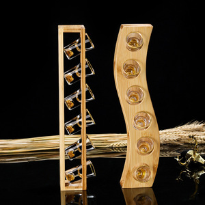 Soporte de madera para copas de vino, diseño minimalista rectangular, para almacenamiento en fiestas - Product Image 3