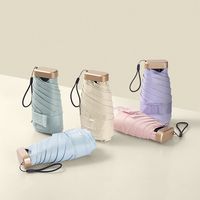 Mini paraguas de bolsillo para mujer, sombrilla de protección solar, portátil, con 6 pliegues, 14cm