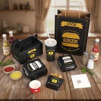 Boîtes d'emballage alimentaire pour hamburgers, hot-dogs, poulet frit, déjeuner à emporter, en papier kraft, écologiques, avec logo personnalisé imprimé