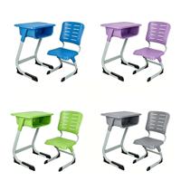 Bureau d'école violet, mobilier scolaire, bureau et chaise individuels pour étudiant, pour l'étude à domicile, avec chaise de classe en plastique, éducation
