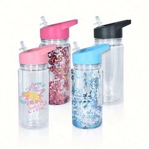 Botella de Agua Infantil AGH de 10 oz, Doble Pared, Plástico Transparente, con Orificio Preperforado y Tapón, Diseño de Globo de Nieve, Libre de BPA, para Viajes, Regalo DIY - Product Image 3