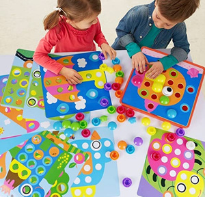Meilleur cadeau <span class=keywords><strong>de</strong></span> Noël : <span class=keywords><strong>Jeu</strong></span> enfichable Aijh pour enfants, puzzle <span class=keywords><strong>de</strong></span> <span class=keywords><strong>clous</strong></span> champignons, 10 emplacements colorés, 46 perles, apprentissage sensoriel précoce pour les professionnels - Product Image 6