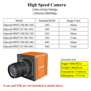 Visión artificial Obturador global 1280*1024 1.3MP 10GigE 200000 FPS Cámara de alta velocidad a color para análisis de fluidos - Product Image 2