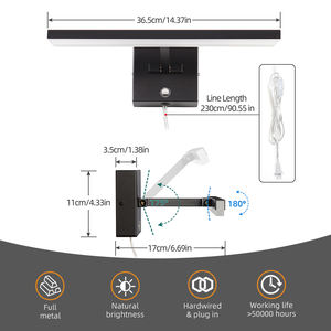 Custom Modern Led Bathroom <b>Vanity</b> <b>Light</b> Bar Black Over <b>Mirror</b> Bath Wall Fixture 5Cct Adjustable - Product Image 5