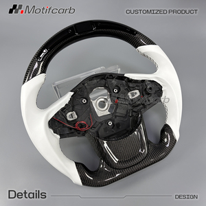 Volant personnalisé en fibre de carbone avec LED et poignées en cuir blanc pour Toyota GR Supra 3.0 A90 A91 2018-2026 – Amélioration intérieure - Product Image 3