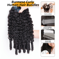 Paquetes de Cabello Natural Rizado Birmano 100% Virgen, Ondulado, para Venta al por Mayor