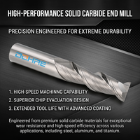 DOHRE pemotong ujung alat pemotong, 2 seruling CNC bahan karbida untuk aluminium