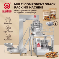 Multi-component snackmix voorverpakte zakverpakkingsapparaat roterende acht-station ritssluitende staande zaksealmachine