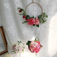 Guirlandes et couronnes de mariage 34 cm, couronne de fleurs artificielles en mousse plastique, décoration murale et de porte, cerceau en mousse plastique pour Pâques et remise des diplômes