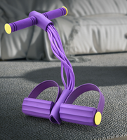 Ensemble d'entraînement avec bandes de résistance (10 tubes), tapis de yoga antidérapant durable à tension moyenne et pédales pour exercices à domicile