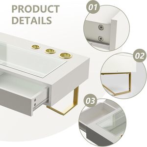 <span class=keywords><strong>Mesa</strong></span> <span class=keywords><strong>de</strong></span> <span class=keywords><strong>Maquillaje</strong></span> <span class=keywords><strong>Flotante</strong></span> Moderna, Ajustable, Montada en la Pared, para Dormitorio - Product Image 3