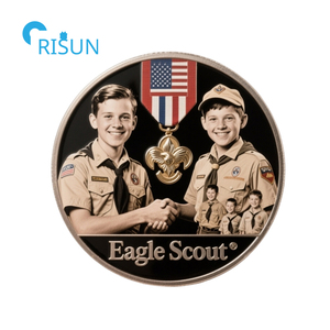 Nhà Sản Xuất Antique Brass 3D Hình Lục Giác Mỹ Cờ Bsa Cậu Bé Scouts của Mỹ Kỷ Niệm Đồng Xu Tùy Chỉnh Eagle Scout Thách Thức Đồng Xu - Product Image 3