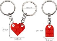 Porte-clés Cœur Compatible Lego, Briques de Construction en Acrylique pour Couples, Ensemble Assorti pour Petit Ami et Petite Amie, Noël