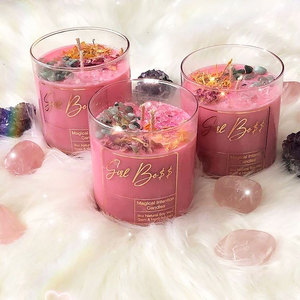 Bougies de manifestation de soja à énergie négative bannies à bon prix avec logo personnalisé Bougies parfumées magiques avec pierres précieuses et cristaux de guérison de luxe - Product Image 4