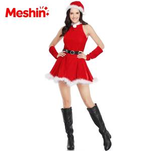 Robe de bal rouge sans manches pour le Nouvel An et Noël, costume de cosplay pour femmes, robe de soirée, costumes de performance fantaisie - Product Image 4