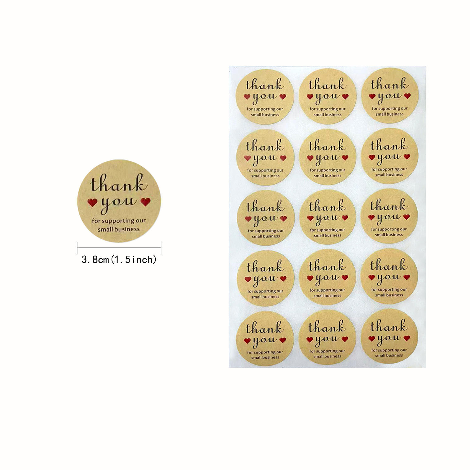 สติ๊กเกอร์กระดาษคราฟท์ขอบคุณ / 15 สติ๊กเกอร์ / แผ่น