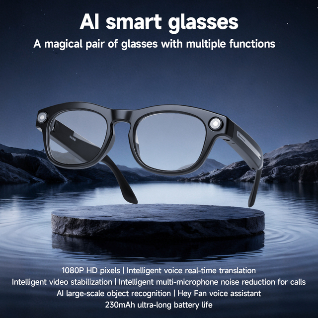 2026 New Fashion Smart Glass Single Point Touch AI Assistant Glasses Camera Music Player Phone Call Functions Custom Fit Made