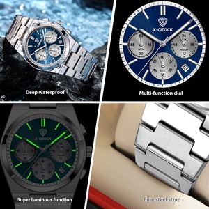 X-GEQCK <span class=keywords><strong>Orologio</strong></span> al Quarzo di Lusso da Uomo Impermeabile Luminoso <span class=keywords><strong>Cronografo</strong></span> in Acciaio Inossidabile - Product Image 6