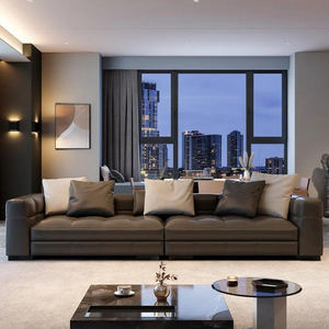 Muebles de Lujo, Sofá Seccional de Cuero de Estilo Nórdico para Sala de Estar - Product Image 4