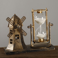 Creative rétro bureau sablier phares coulant sable ornement sablier moulins à vent ferronnerie décorations Style européen