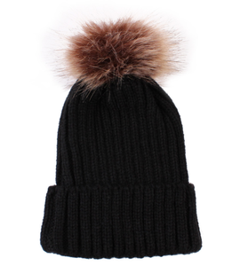 Gorros de esquí al aire libre de invierno 2024, <span class=keywords><strong>gorro</strong></span> para niña pequeña, <span class=keywords><strong>gorro</strong></span> negro de color sólido, <span class=keywords><strong>gorro</strong></span> de <span class=keywords><strong>lana</strong></span> de invierno barato de alta calidad con pompón de piel - Product Image 5