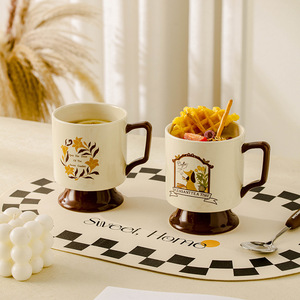 แก้วเซรามิคลายการ์ตูน แก้วกาแฟทรงสูง ดีไซน์วินเทจ ของขวัญสำหรับดื่มชา กาแฟ ใช้ได้ทั่วไป - Product Image 3