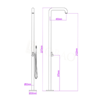 Douche d'extérieur moderne sur pied en acier inoxydable Design à effet de pluie Robinets de bain et de douche pour piscine et extérieur