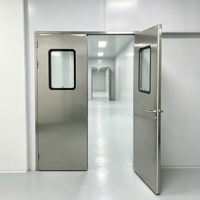 Puerta Batiente para Cuarto Limpio Industrial, Ventana Circular de Acero Inoxidable 304, Fácil de Sanitizar, para Industria Alimentaria, Farmacéutica, Laboratorios y Fábricas