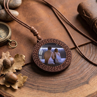 Collier en bois à texture tissée personnalisable avec photos de couple, cadeau commémoratif pour déclaration d'amour, source de commerce extérieur
