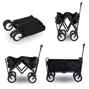 Chariot de jardin pliable 100x50x57-102cm à quatre roues en tissu Oxford, chariot de courses extérieur pliable, chariot de camping - Product Image 3
