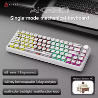 Ajazz AK690 Wired Mechanical Keyboard with Metal Knob, 68 Keys, Hot-Swappable, Suitable for Laptops/Pc Rainbow Light