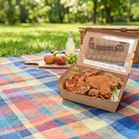 Boîte alimentaire rigide en kraft haut de gamme, écologique, jetable, imperméable, avec logo personnalisé