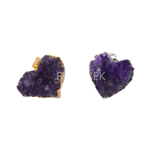 <strong>Wholesale</strong> Natural Uruguay Amethyst Heart Necklace OEM/ODM <strong>Raw</strong> <strong>Crystal</strong> Cluster Pendant Jewelry Healing Stone Gift for Women - Product Image 2