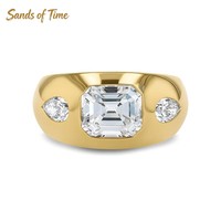 Bague pour homme en argent 925 avec arrangement multi-pierres, gemme bleu ciel et moissanite, sertie clos, pour soirée, vente en gros, personnalisable