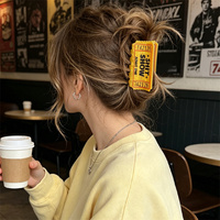 Accessoires capillaires personnalisés en PVC, forme de ticket de visite rétro, avec tige décorative pour femmes, avec pinces à cheveux