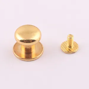 12mm Gold Solid Brass Screw Back Button Stud Chicago Screw Stud Rivet