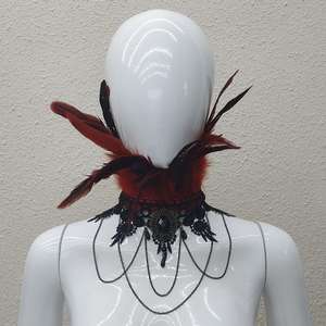 قلادة نسائية من الريش مع ريش أسود ودانتيل، إكسسوار لأزياء الهالوين التنكرية، مريحة للبالغين - Product Image 5