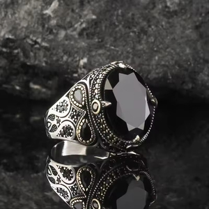 Anillos <span class=keywords><strong>de</strong></span> Piedras Preciosas <span class=keywords><strong>de</strong></span> Circonio Ovalados Vintage en Verde/Negro/Rojo <span class=keywords><strong>de</strong></span> ZhuQian, Anillos <span class=keywords><strong>de</strong></span> Estilo Punk para Hombre, Joyería Clásica Turca - Product Image 6