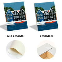 Kit de Peinture par Numéros sur Toile, Décoration Murale, Lot de 6 Mini Maisons de Canal d'Amsterdam, Vente Directe en Gros et Dropshipping