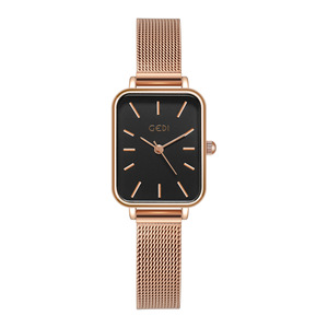 Petite montre carrée pour femme, style simple, ultra-fine, à quartz, en acier inoxydable, étanche, avec bracelet en maille. - Product Image 3