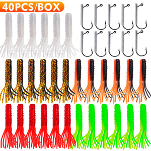 Kit de leurres souples Ned Rig personnalisés en usine, 40 pièces/boîte, leurres souples salés et parfumés avec têtes de jig pour la pêche au bar, au walleye et au perch - Product Image 1