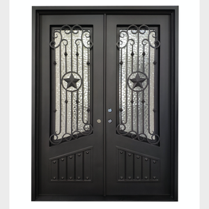 Puerta Doble de Entrada Negra Contemporánea Qifan con Paneles de Vidrio Art Deco, Estilo Abatible, Acabado con Recubrimiento en Polvo, Diseño Duradero - Product Image 6