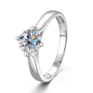 Anillos de moissanita de corte redondo de 1 quilate con certificado VVS1 D GRA, joyería clásica solitaria de cobre con relleno de oro de 14 quilates para uso en la oficina, para mujeres. - Product Image 1