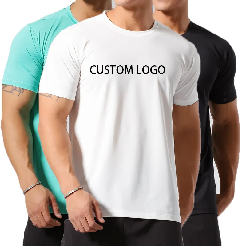 Großhandel Quick Dry Sport T-Shirt Herren Custom Design Polyester Gym Elastic Fitness T-Shirt Tops