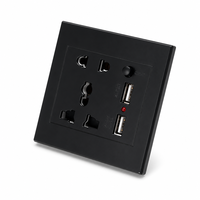 Prise murale universelle moderne et minimaliste à 5 trous avec double port USB, large plage de tension, personnalisable, vente en gros, support OEM, idéale pour les chambres d'hôtel