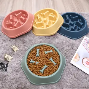 Manufacturer wholesale multi-colors slow feeder dog bowl bone design pet feeder for dogs and cast