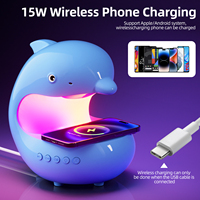 Lampe de bureau intelligente avec éclairage LED, chargeur sans fil rapide 15W, haut-parleur Bluetooth, lampe de table RGB