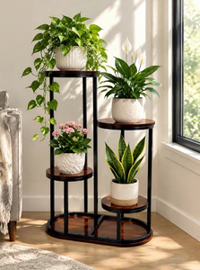 Support à fleurs elliptique moderne en métal, revêtement poudré, pour l'extérieur, présentoir de plantes pour jardin et plantes vertes - Product Image 4
